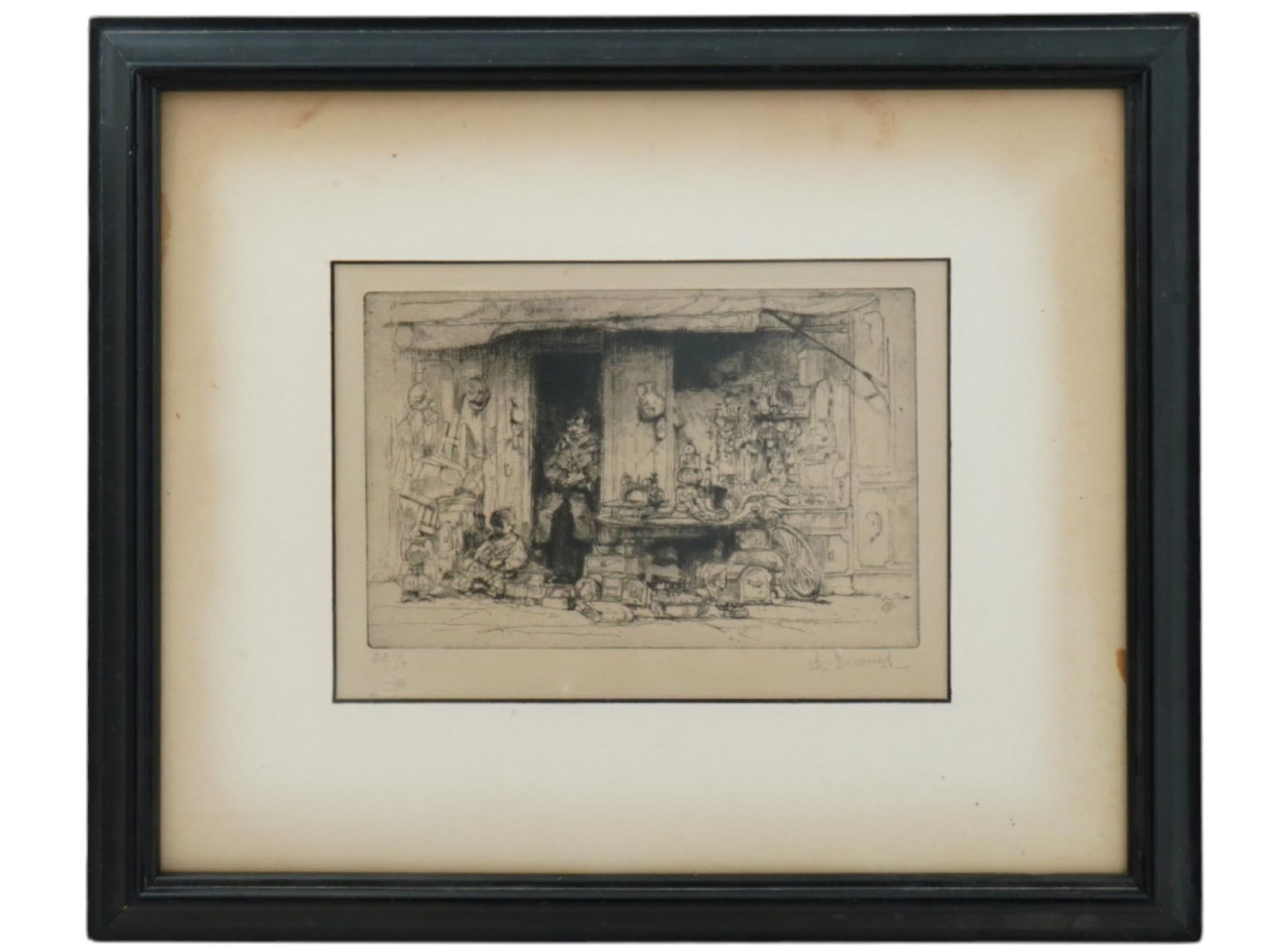 AUGUSTE BROUET FRENCH LTD ED ETCHING ANTIQUE SHOP (1 of 4)