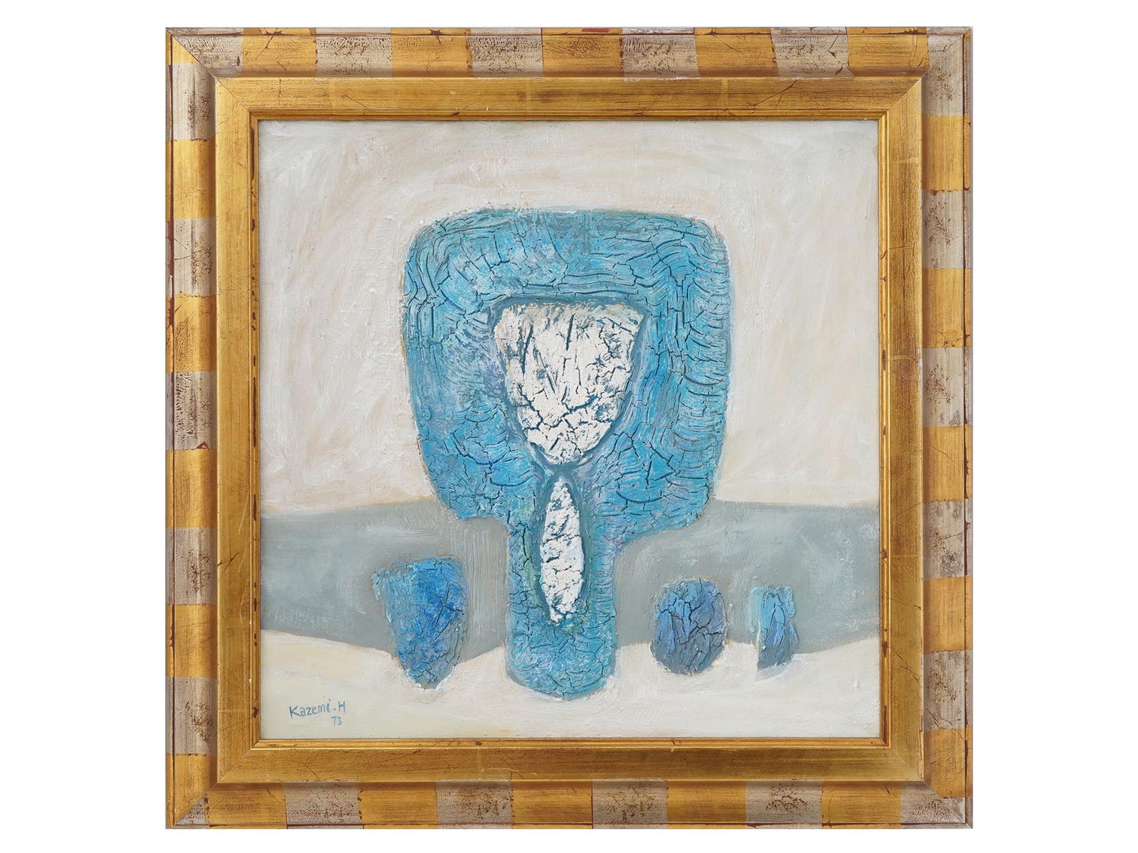 MID CENTURY MIXED MEDIA PAINTING SIGNED BY ARTIST (1 of 4)