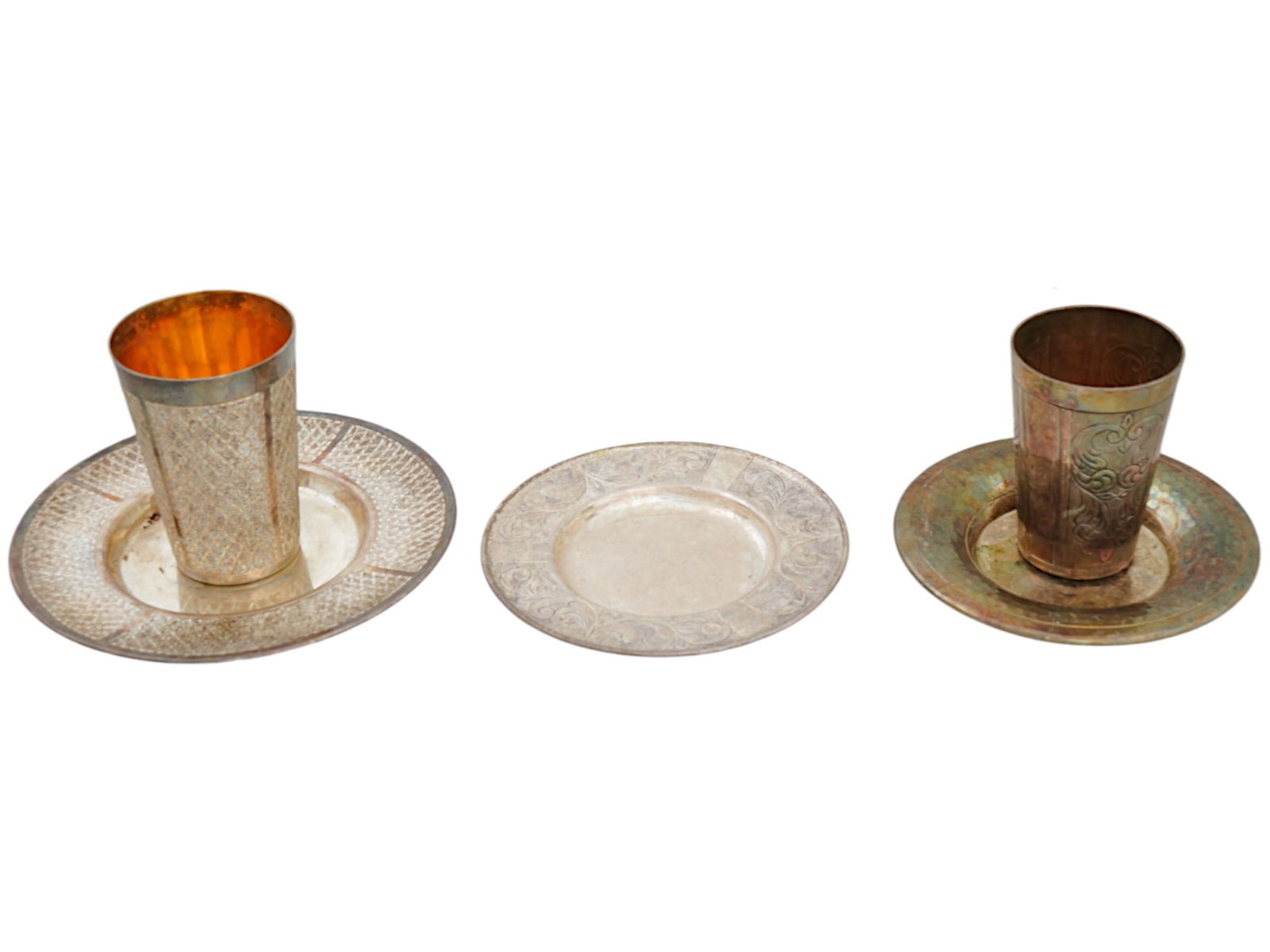JUDAICA ST SILVER AND SILVER PLATED KIDDUSH CUP SAUCER (1 of 9)