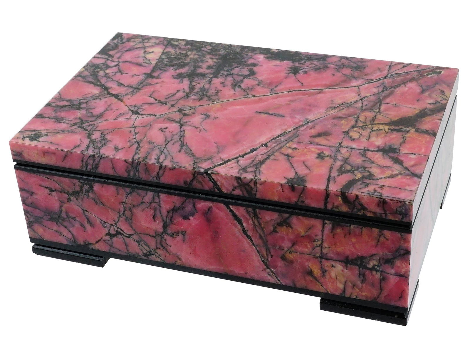 RECTANGULAR RHODONITE STONE JEWELRY TRINKET BOX (1 of 10)