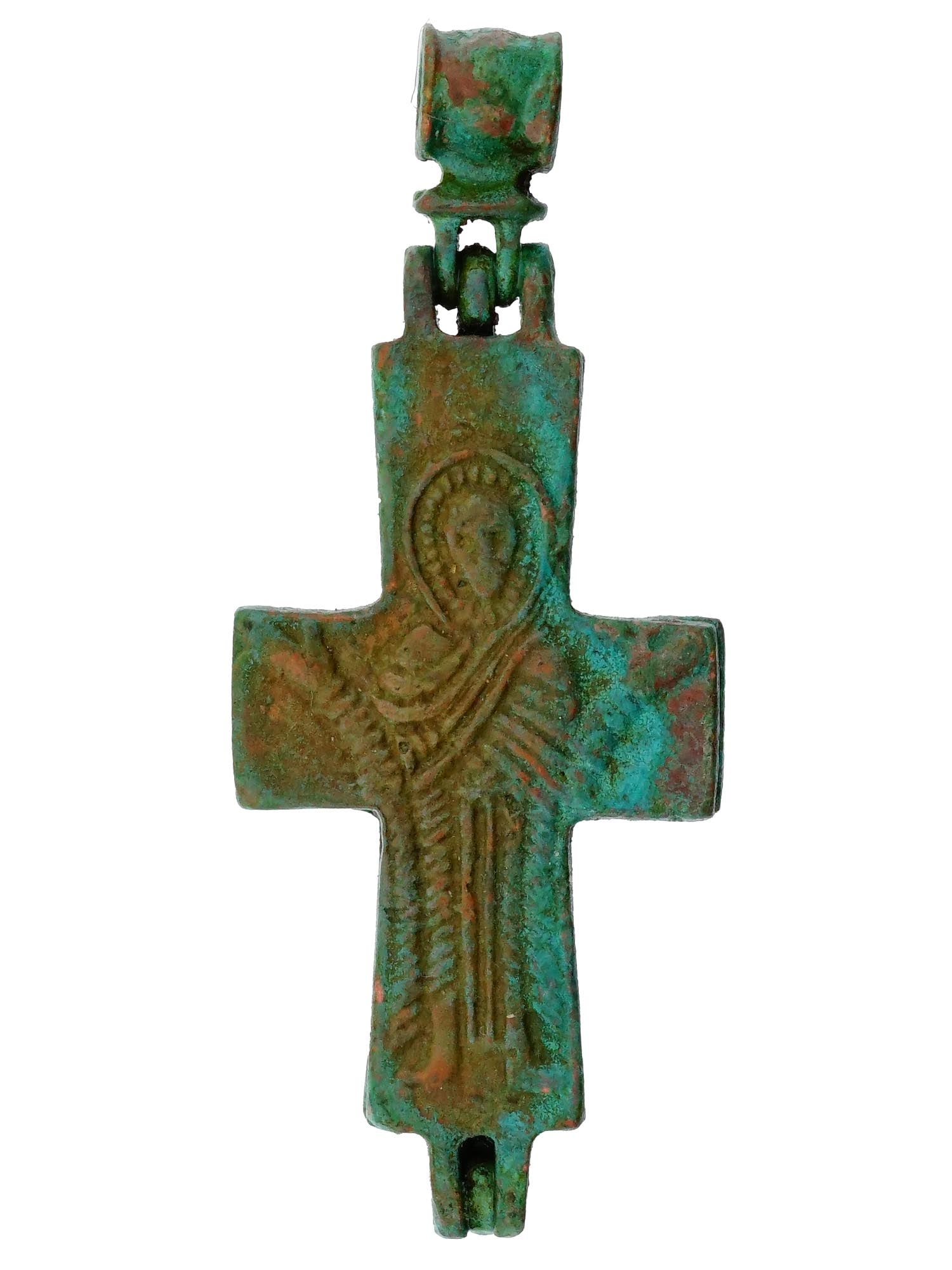 ANCIENT BYZANTINE BRONZE TWO PART RELIQUARY CROSS (1 of 5)