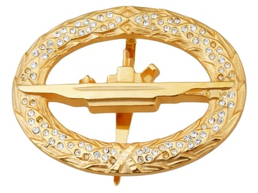 GERMAN WWII KRIEGSMARINE U BOAT BADGE WITH DIAMONDS