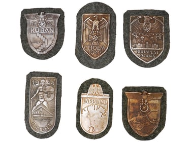 GROUP OF SIX GERMAN WWII MODEL SHIELDS