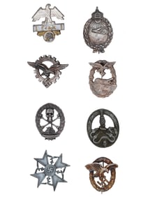 GROUP OF EIGHT GERMAN WWII MODEL BADGES