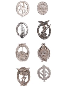 GROUP OF EIGHT GERMAN WWII MODEL BADGES