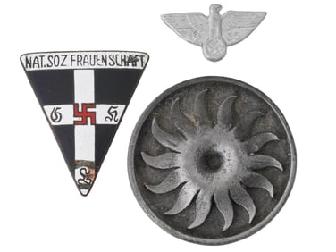 WWII NAZI GERMAN NSF ENAMEL BADGE AND EAGLE INSIGNIA