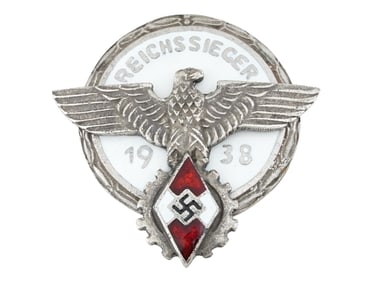 WWII NAZI GERMAN HITLER JUGEND REICHSSIEGER 1938 BADGE