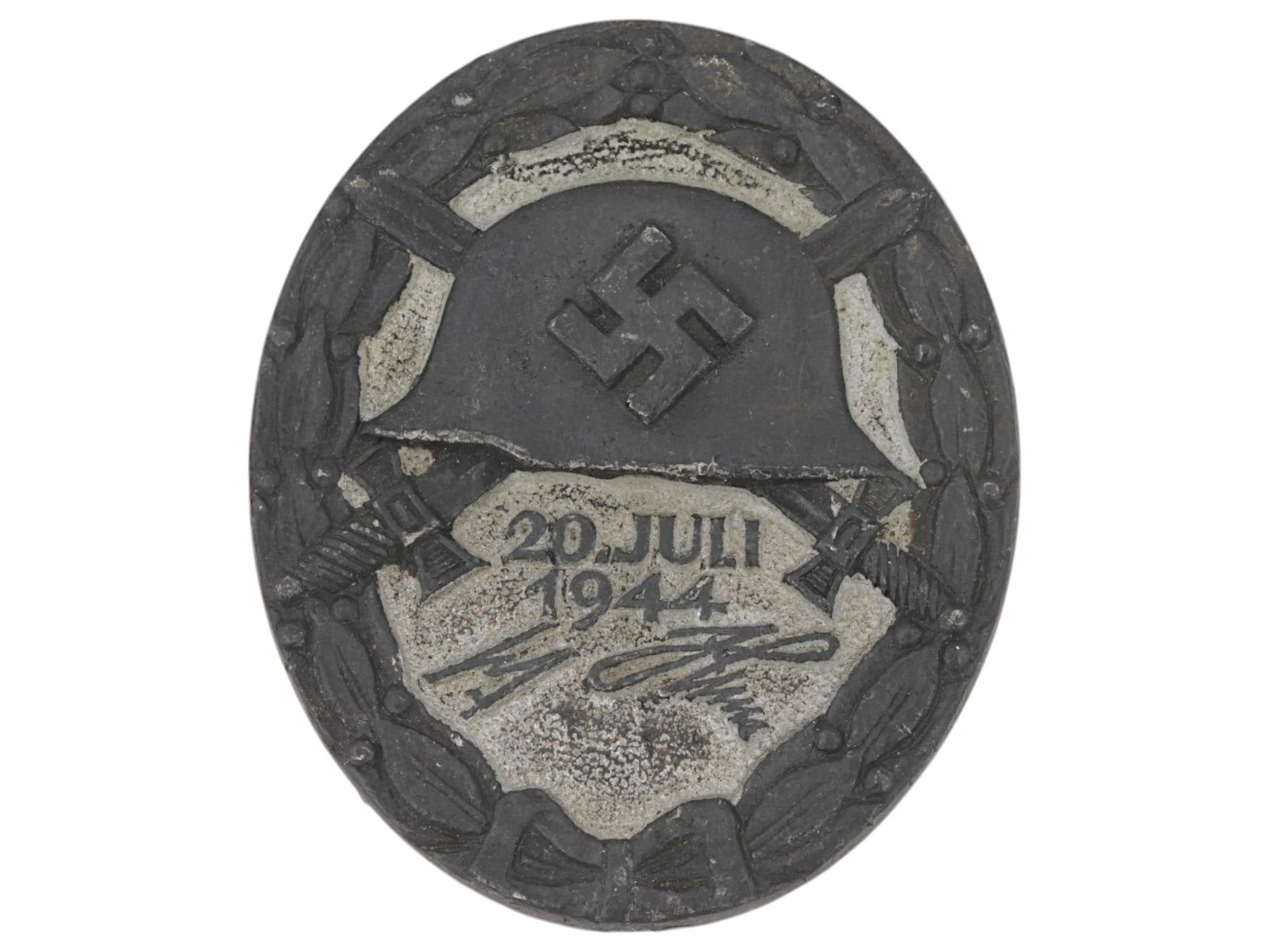WWII NAZI GERMAN MILITARY WOUND BADGE WITH COA: A World War II Nazi German military decoration, Wound badge, July 20, 1944. Awarded to those killed or wounded by the attempt to kill Adolf Hitler. Presumbly produced by Richard Simm und Sohne. The it