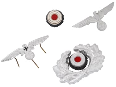 WWII NAZI GERMAN ARMY VISOR CAP COCKADE INSIGNIA SET