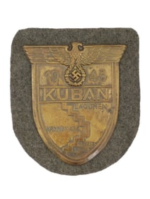 WWII NAZI GERMAN KUBAN SHIELD MILITARY BADGE