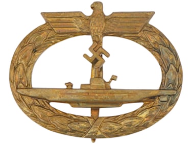 WWII NAZI GERMAN KRIEGSMARINE U BOAT GILT BADGE