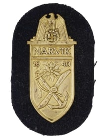 WWII NAZI GERMAN NARVIK SHIELD MILITARY BADGE