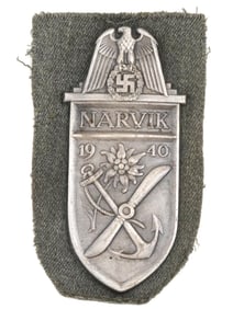 WWII NAZI GERMAN NARVIK SHIELD MILITARY BADGE
