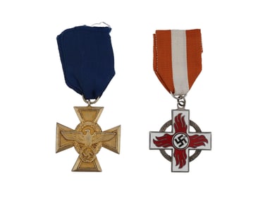 WWII GERMAN POLICE LONG SERVICE AND FIRE BRIGADE MEDALS