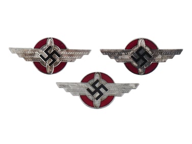 THREE WWII GERMAN SPORTS ASSOCIATION CAP INSIGNIAS