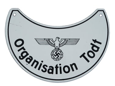 NAZI GERMAN WWII ORGANISATION TODT ENAMEL METAL SIGN