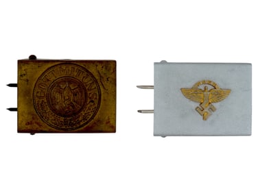 TWO WWII NAZI GERMAN NSFK WEHRMACHT BELT BUCKLES