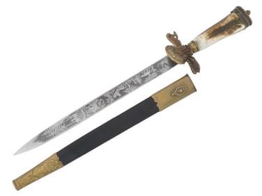 WWII NAZI GERMAN HUNTING DAGGER WITH SCABBARD