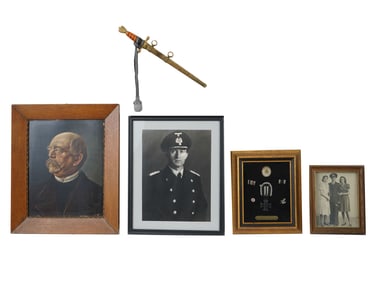 RARE WWII NAZI GERMAN DAGGER AWARDS PAINTING AND FHOTO