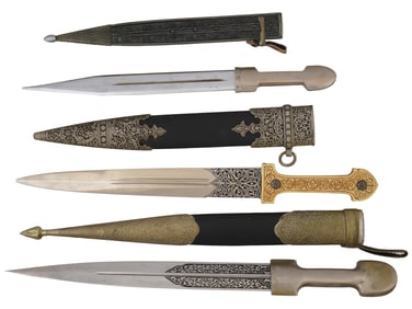LOT OF THREE RUSSIAN CAUCASIAN KINJAL DAGGERS W DECOR