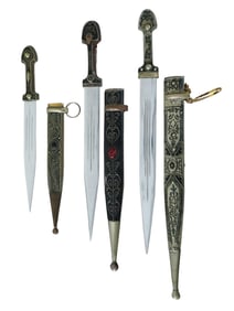 LOT OF THREE RUSSIAN CAUCASIAN KINJAL DAGGERS W DECOR