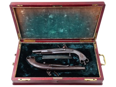 RARE SCOTTISH SADDLE FLINTLOCK PISTOLS BY BISSELL