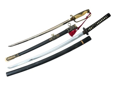 LOT OF 2 JAPANESE KATANA SWORDS W SCABBARDS