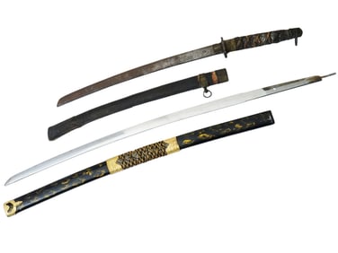 JAPANESE SWORDS WAKIZASHI AND KATANA WITHOUT HANDLE