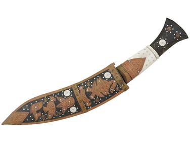 NEPALESE KUKRI KNIFE WITH LEATHER SCABBARD
