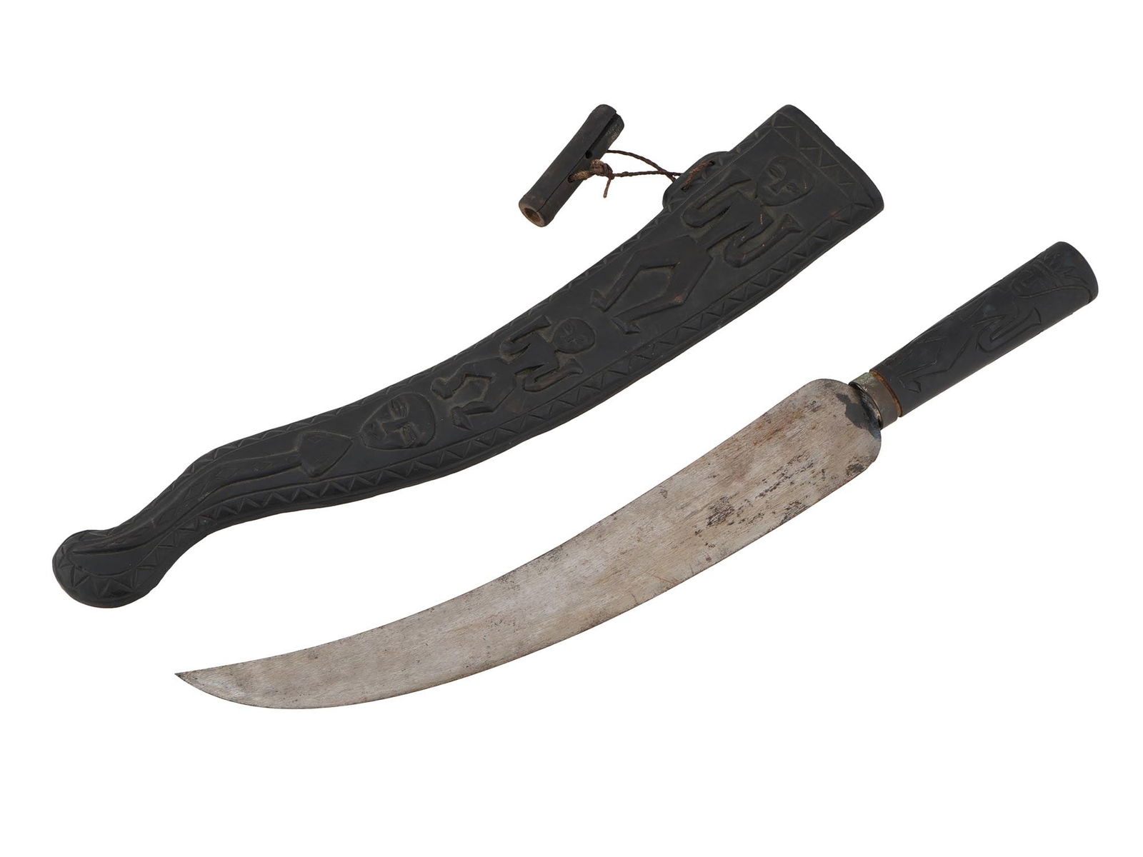 AFRICAN TRIBAL DAGGER WITH WOODEN SCABBARD (1 of 3)