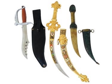 VINTAGE ORIENTAL DECORATIVE DAGGERS WITH SCABBARDS