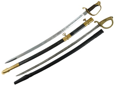 LOT OF TWO VINTAGE AMERICAN SABERS ENGRAVED WITH DECOR