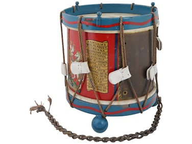 VINTAGE BRITISH REGIMENTAL MILITARY DRUM MID 20TH C