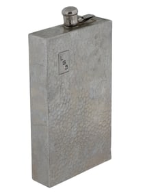 VTG BRITISH NAVY SILVER PLATED CHISELED WHISKY FLASK