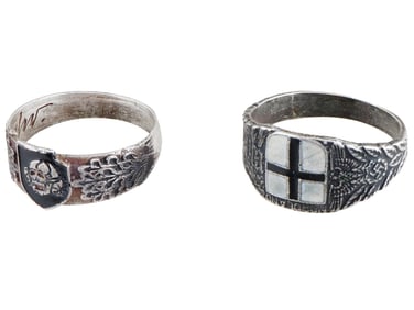LOT OF TWO GERMAN WWII TYPE WAFFEN SS SILVER RINGS