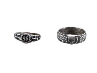 GERMAN WWII SILVER RINGS SS HONOR AND SS RUNES RING