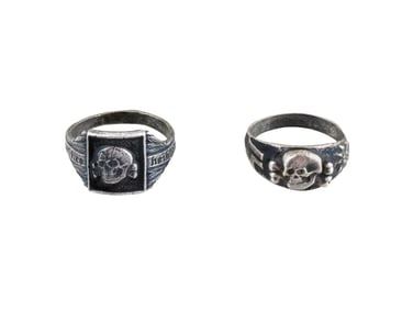 LOT OF TWO WWII TYPE GERMAN NAZI WAFFEN SS SILVER RINGS
