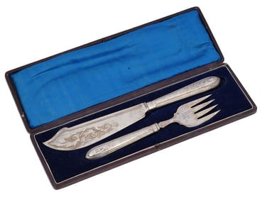 WWII GERMAN ADOLF HITLER SILVER FISH FORK KNIFE SET