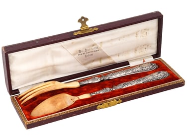 VINTAGE FRENCH WWII SPOON ABD FORK SET W SS RUNES