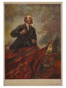 1932 RUSSIAN LENIN AFTER GERASIMOV POSTER PROPAGANDA