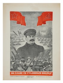WWII ERA SOVIET PROPAGANDA POSTER OF JOSEPH STALIN