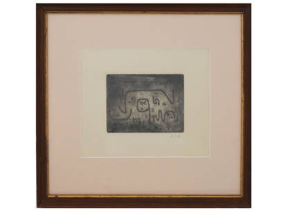 EXPRESSIONIST SWISS GERMAN PRINT BY PAUL KLEE SIGNED: Paul Klee, Swiss born German, 1879 to 1940, a monochrome lithograph on paper. The artwork titled Insula Dulcamara was created in 1938. Signed in pencil lower right. Matted and framed. Paul Klee was a