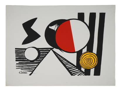 ALEXANDER CALDER LIMITED ED AMERICAN PRINT 1969: Alexander Calder, American, 1898 to 1976, a lithograph on paper titled Le S et le O, 1969. Signed in the plate lower left and hand-numbered 314 of 375 in pencil. An example of Calders dynamic
