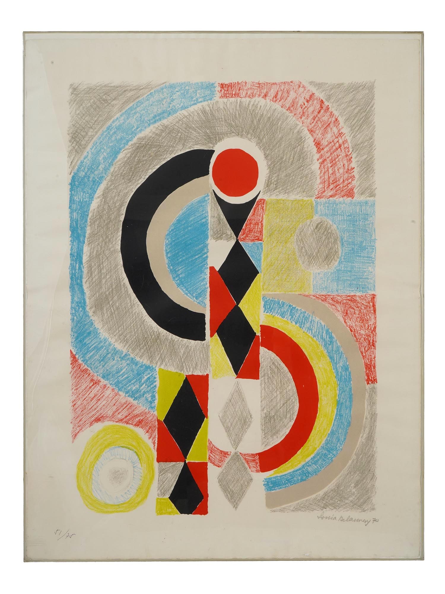 SONIA DELAUNAY SIGNED ABSTRACT COLOR LITHOGRAPH TOTEM (1 of 5)