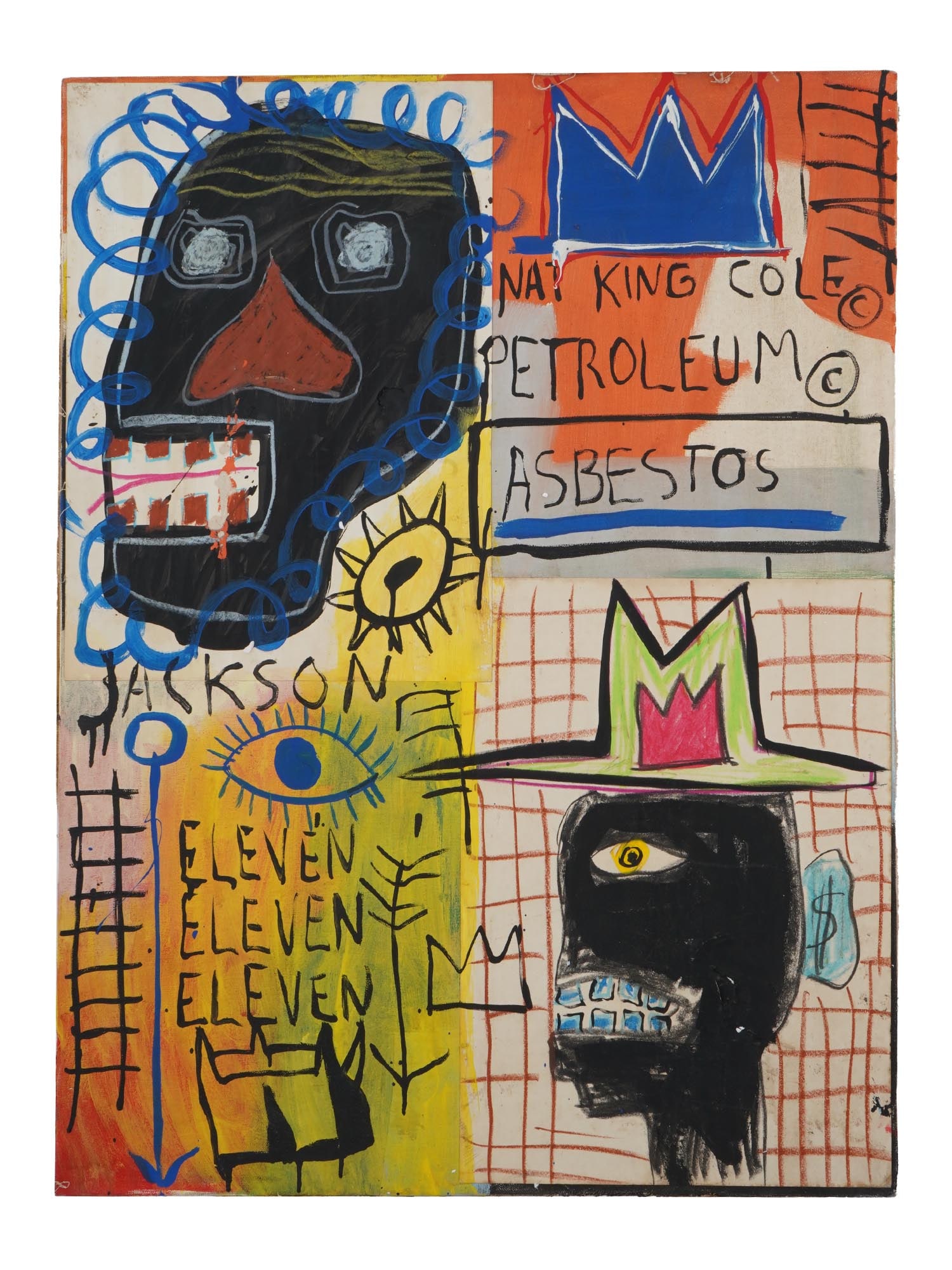 ATTR TO JEAN-MICHEL BASQUIAT MIXED PAINTING W COA (1 of 10)