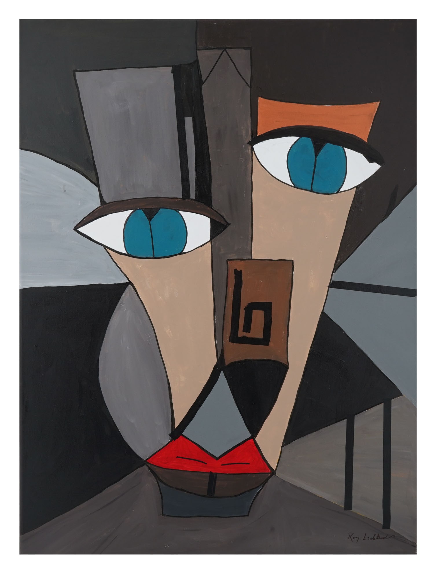 SIGNED ROY LICHTENSTEIN AMERICAN PORTRAIT PAINTING (1 of 5)