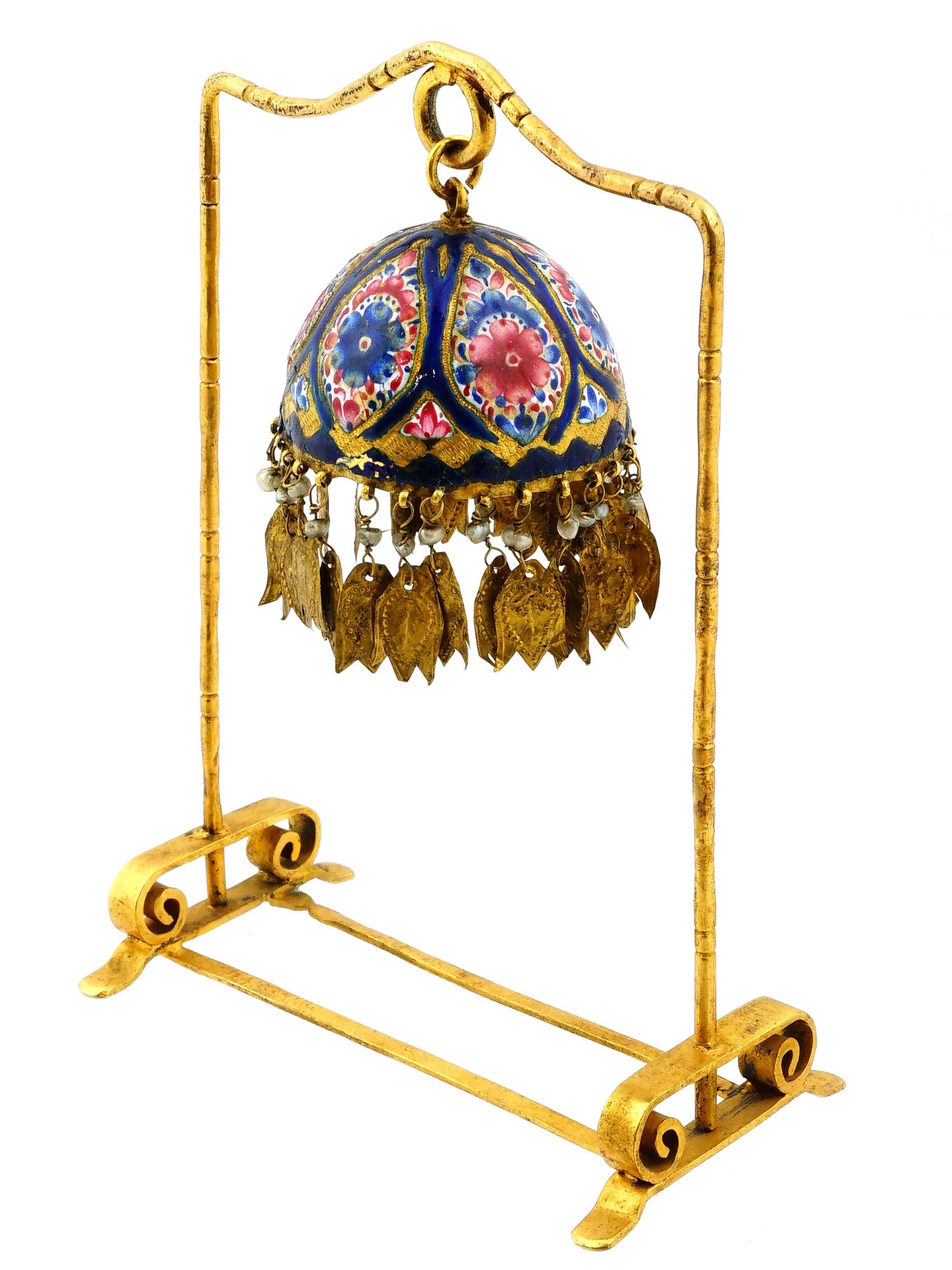 ANTIQUE PERSIAN QAJAR 22K GOLD ENAMEL BELL PENDANT (1 of 9)