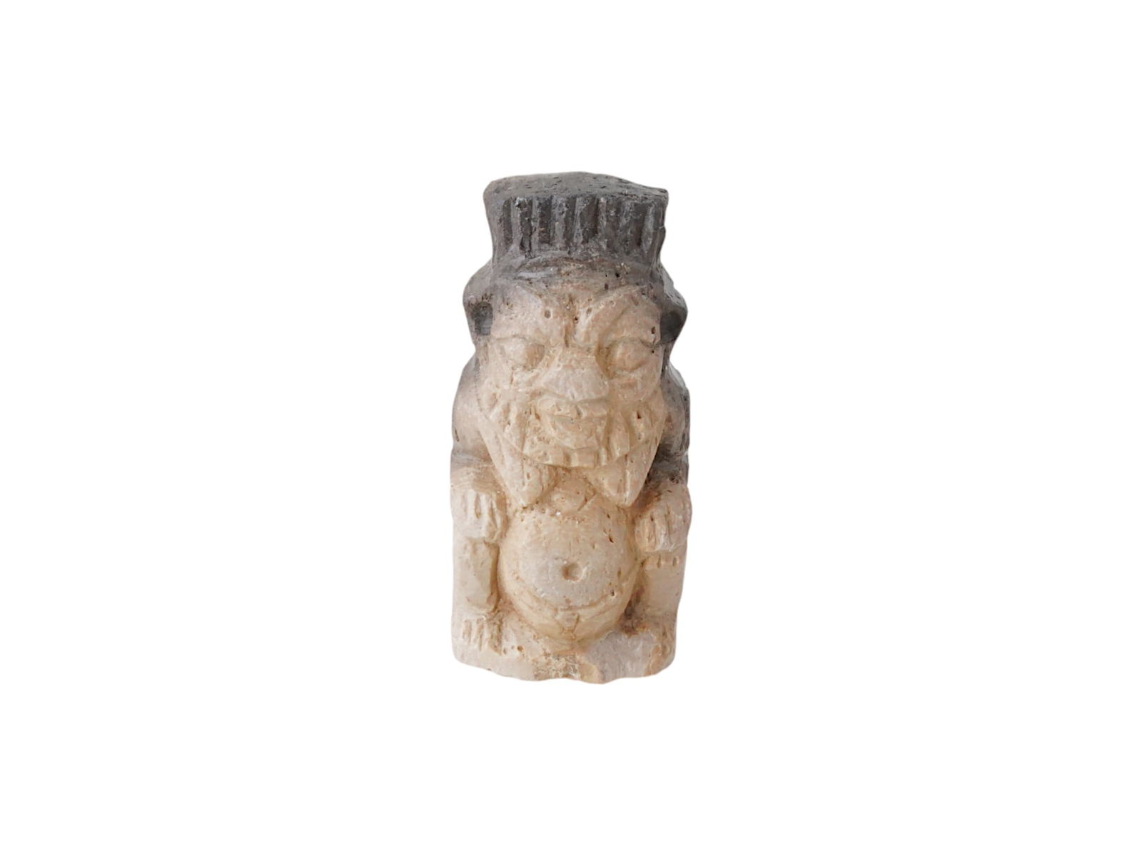 ANCIENT EGYPTIAN LATE PERIOD STONE GOD BES PENDANT: An ancient Egyptian hand carved stone amulet pendant in the shape of the god Bes with engraved details. Late period, circa 700 to 200 BC. God Bes was worshiped in ancient Egypt as the protector of hom