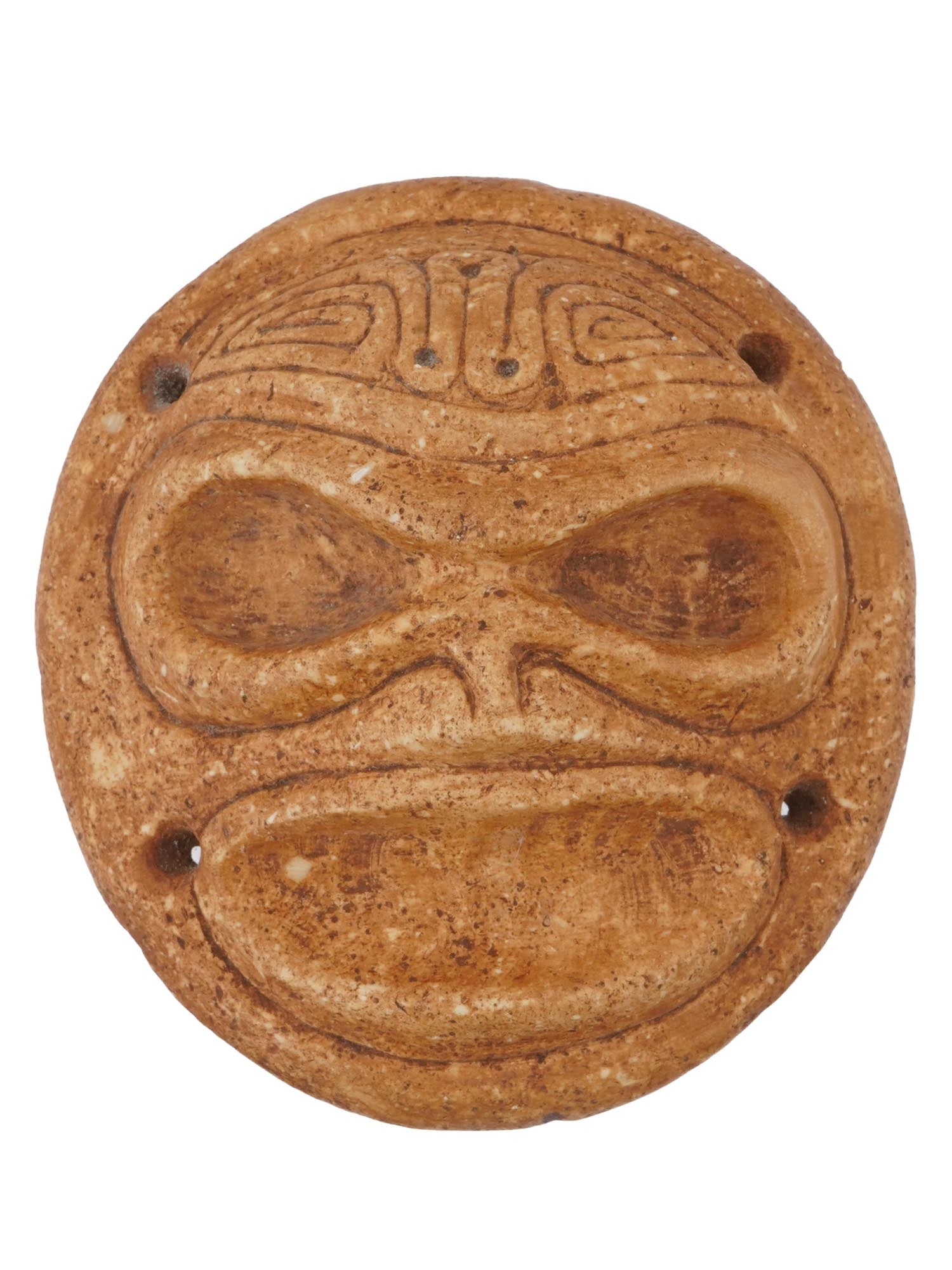 ANCIENT PRE COLUMBIAN TAINO ARAWAK STONE HEAD MEDALLION (1 of 4)