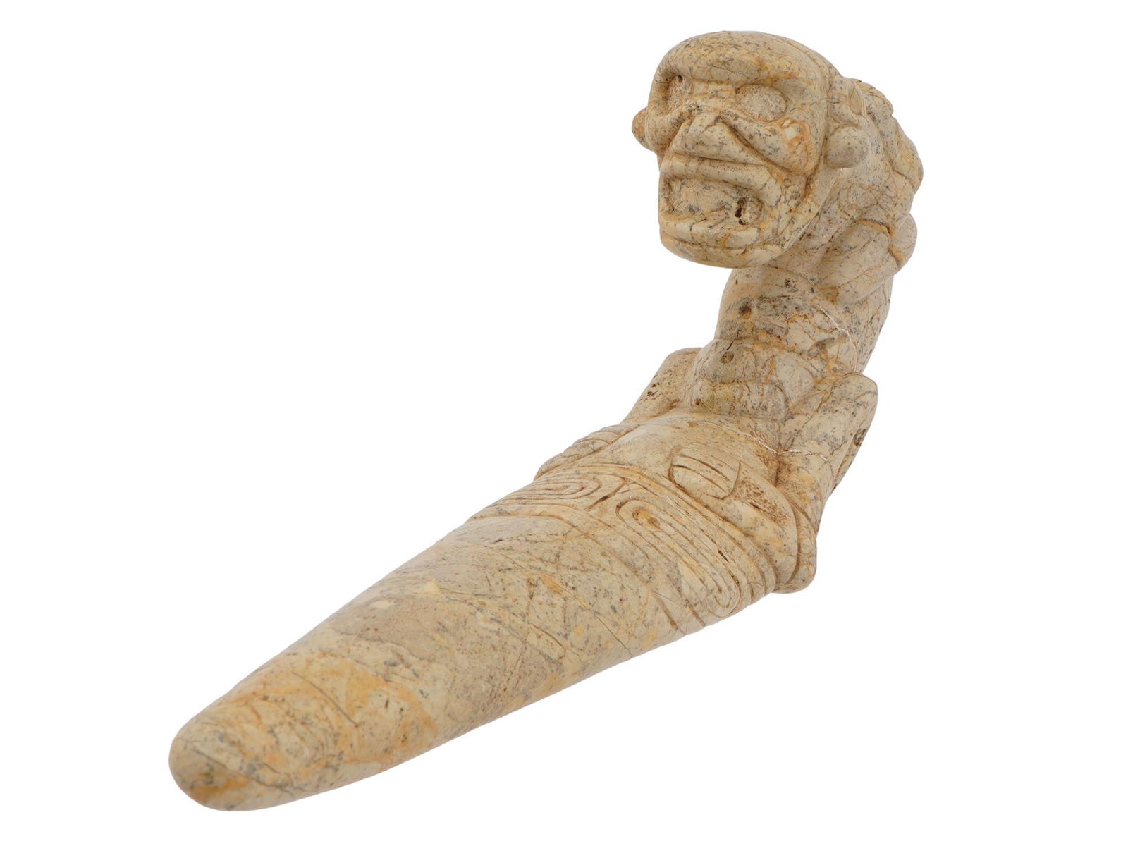 ANCIENT ARAWAK TAINO CARVED STONE SPATULA (1 of 5)